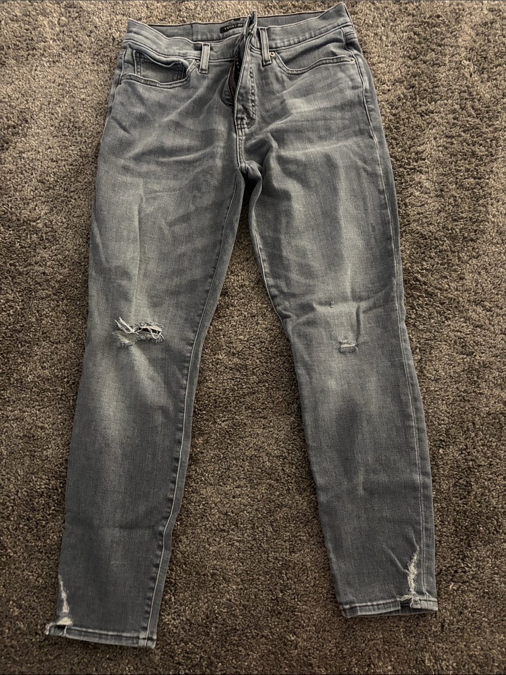 Lucky Brand Ava Mid Rise Skinny Jean Women's Gray Distressed Skinny Jeans